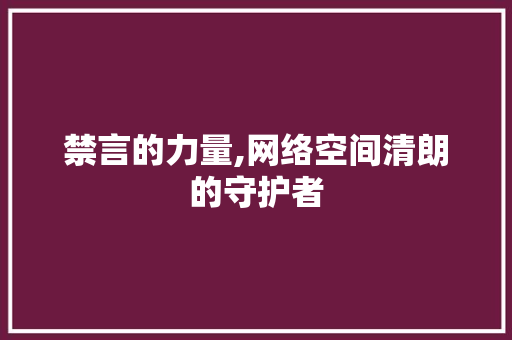 禁言的力量,网络空间清朗的守护者