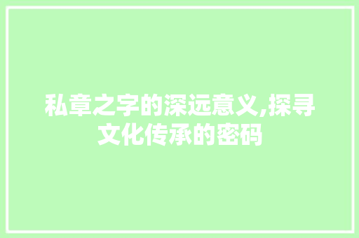 私章之字的深远意义,探寻文化传承的密码