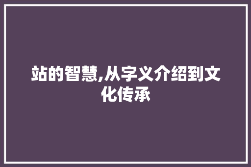 站的智慧,从字义介绍到文化传承