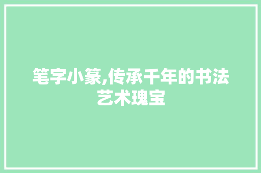 笔字小篆,传承千年的书法艺术瑰宝