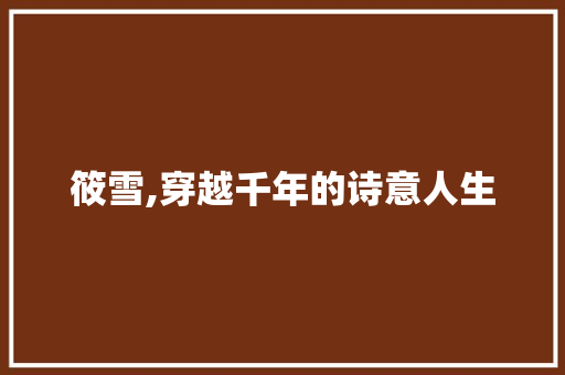 筱雪,穿越千年的诗意人生