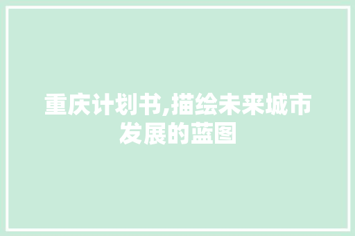 重庆计划书,描绘未来城市发展的蓝图