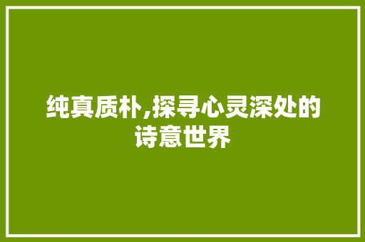 纯真质朴,探寻心灵深处的诗意世界