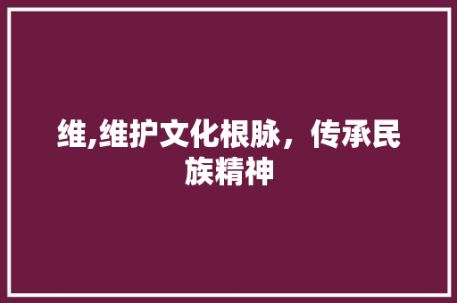 维,维护文化根脉，传承民族精神