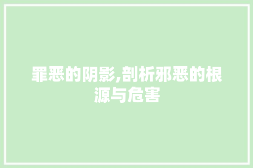 罪恶的阴影,剖析邪恶的根源与危害