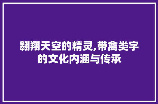 翱翔天空的精灵,带禽类字的文化内涵与传承