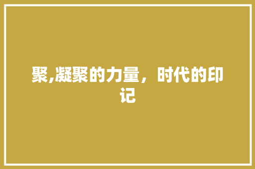 聚,凝聚的力量，时代的印记