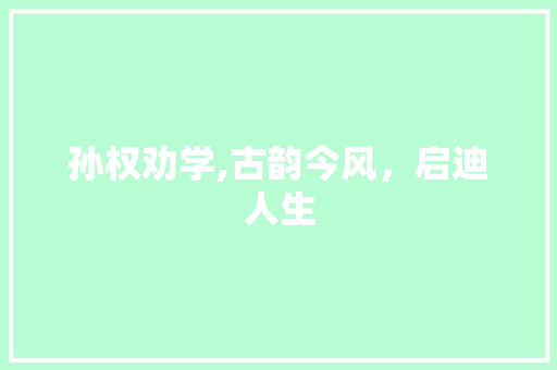孙权劝学,古韵今风，启迪人生