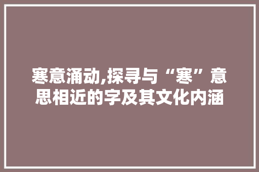 寒意涌动,探寻与“寒”意思相近的字及其文化内涵