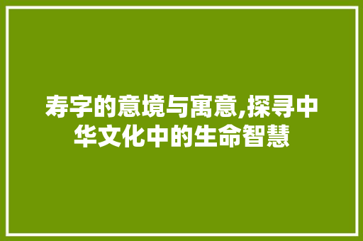 寿字的意境与寓意,探寻中华文化中的生命智慧