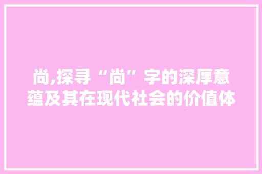 尚,探寻“尚”字的深厚意蕴及其在现代社会的价值体现