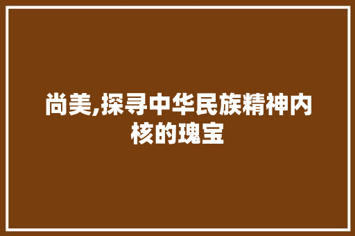 尚美,探寻中华民族精神内核的瑰宝