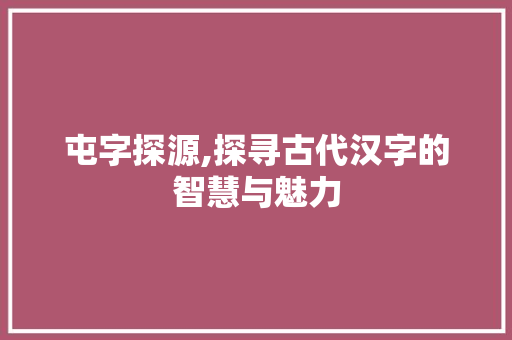 屯字探源,探寻古代汉字的智慧与魅力