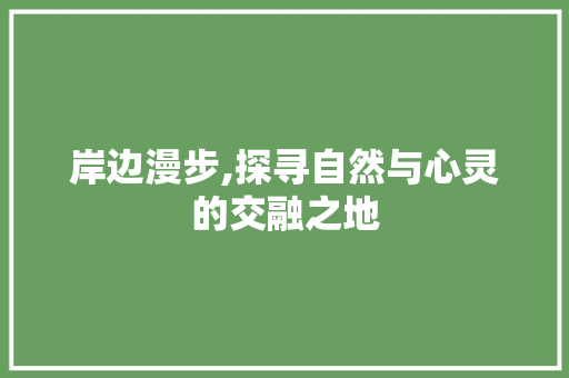 岸边漫步,探寻自然与心灵的交融之地