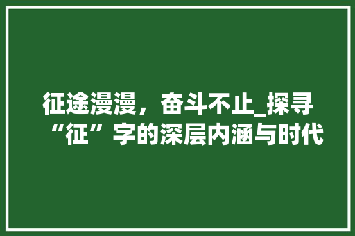征途漫漫，奋斗不止_探寻“征”字的深层内涵与时代价值