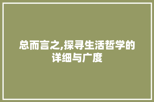 总而言之,探寻生活哲学的详细与广度