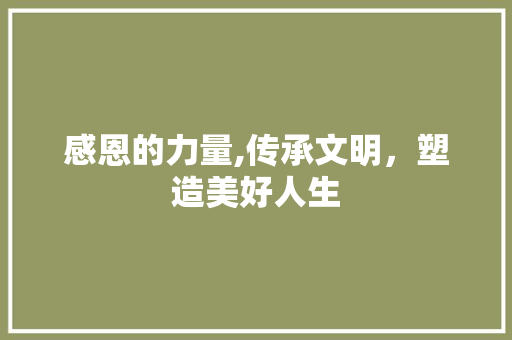 感恩的力量,传承文明，塑造美好人生