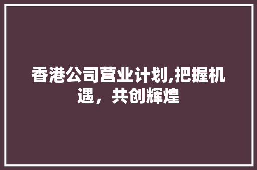 香港公司营业计划,把握机遇，共创辉煌