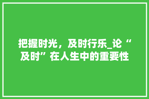 把握时光，及时行乐_论“及时”在人生中的重要性