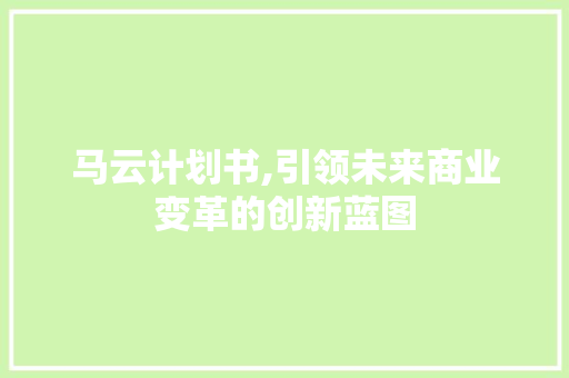 马云计划书,引领未来商业变革的创新蓝图