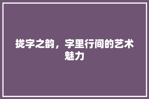拢字之韵，字里行间的艺术魅力