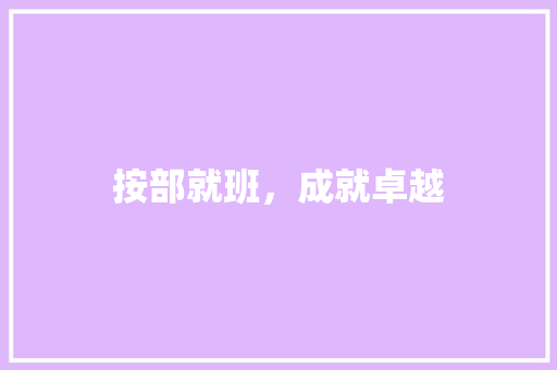按部就班，成就卓越