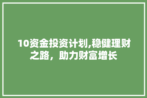 10资金投资计划,稳健理财之路，助力财富增长