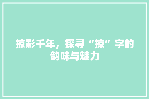 掠影千年，探寻“掠”字的韵味与魅力