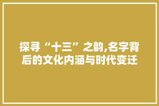 探寻“十三”之韵,名字背后的文化内涵与时代变迁