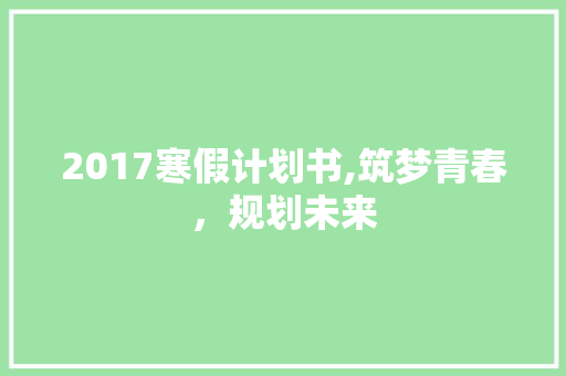 2017寒假计划书,筑梦青春，规划未来