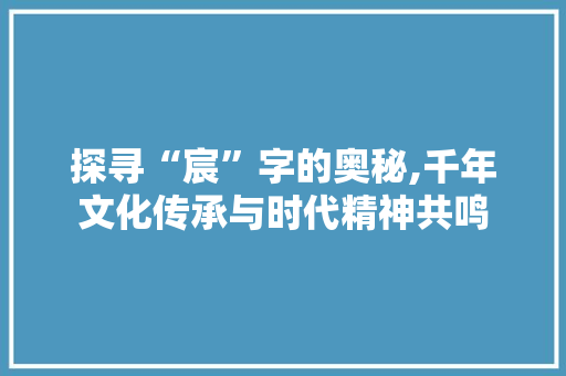 探寻“宸”字的奥秘,千年文化传承与时代精神共鸣