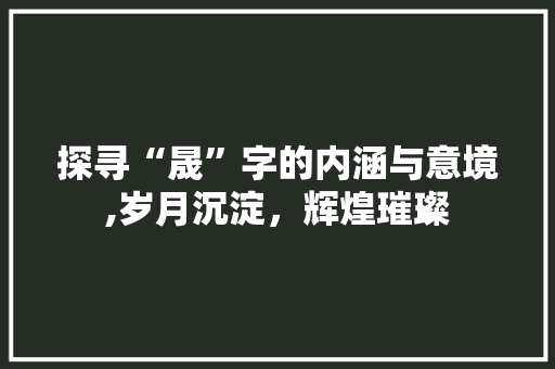 探寻“晟”字的内涵与意境,岁月沉淀，辉煌璀璨