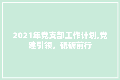 2021年党支部工作计划,党建引领，砥砺前行