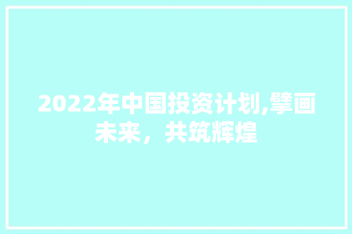 2022年中国投资计划,擘画未来，共筑辉煌