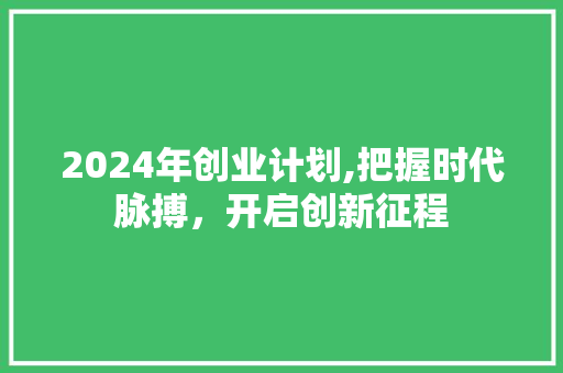 2024年创业计划,把握时代脉搏，开启创新征程