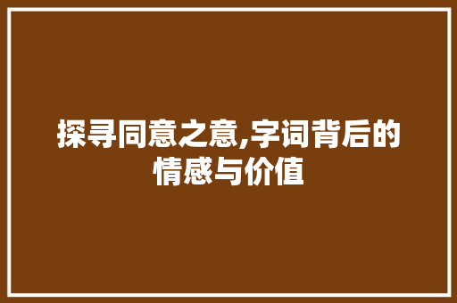 探寻同意之意,字词背后的情感与价值