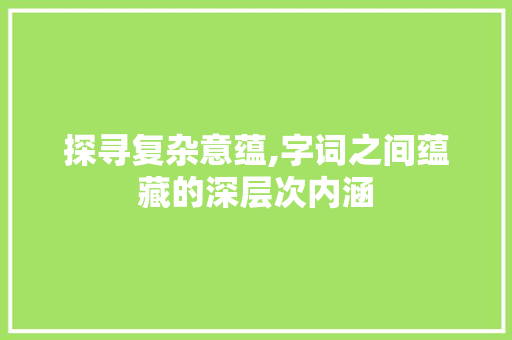 探寻复杂意蕴,字词之间蕴藏的深层次内涵