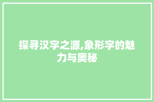 探寻汉字之源,象形字的魅力与奥秘
