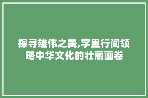 探寻雄伟之美,字里行间领略中华文化的壮丽画卷