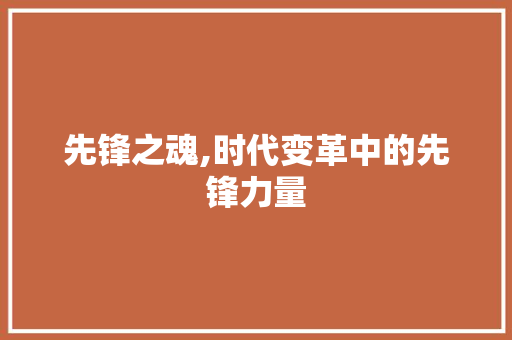 先锋之魂,时代变革中的先锋力量