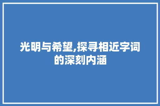 光明与希望,探寻相近字词的深刻内涵
