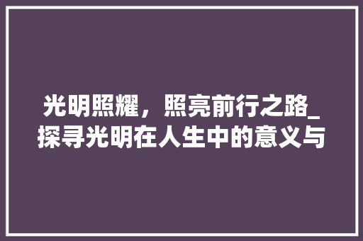 光明照耀，照亮前行之路_探寻光明在人生中的意义与价值