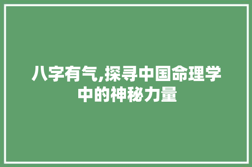 八字有气,探寻中国命理学中的神秘力量