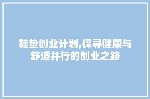 鞋垫创业计划,探寻健康与舒适并行的创业之路