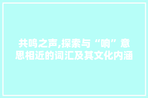 共鸣之声,探索与“响”意思相近的词汇及其文化内涵