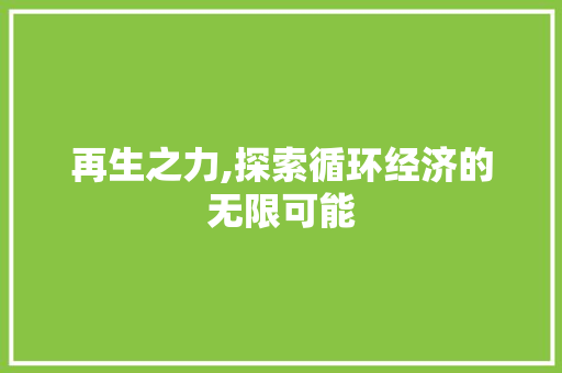 再生之力,探索循环经济的无限可能