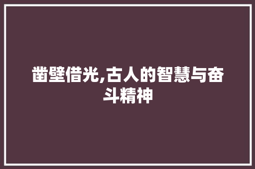 凿壁借光,古人的智慧与奋斗精神