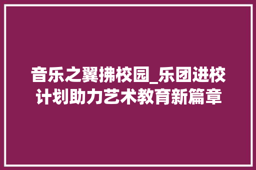 音乐之翼拂校园_乐团进校计划助力艺术教育新篇章