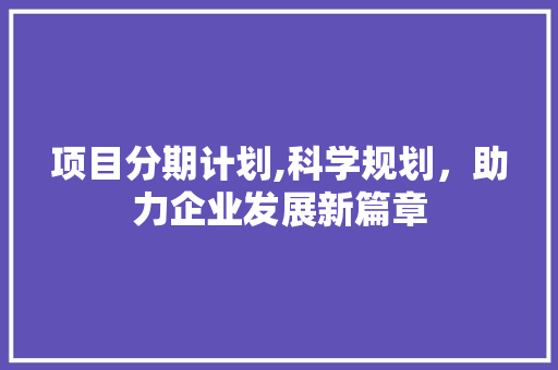项目分期计划,科学规划，助力企业发展新篇章