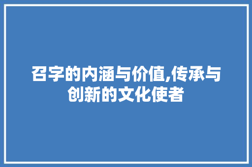 召字的内涵与价值,传承与创新的文化使者